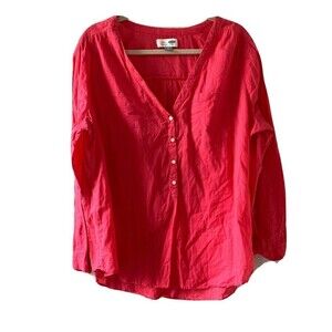Old Navy Womens Size XL Pink Stripe V Neck Button Up Blouse